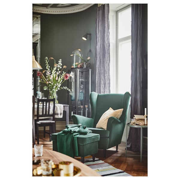 STRANDMON Sillón con respaldo alto, Djuparp verde oscuro