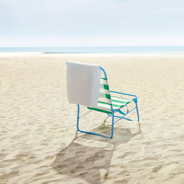STRANDÖN Silla de playa, blanco verde/azul