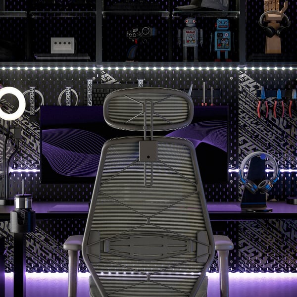 STYRSPEL Silla gamer, Gris oscuro/gris