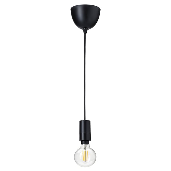 SUNNEBY / TRÅDFRI Lámpara de techo con ampolleta, negro/inteligente luz cálida