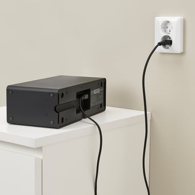 SYMFONISK Cable de alimentación eléctrica, textil/negro, 3.5 m