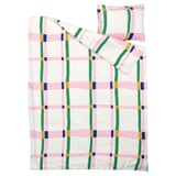 SYRABLADMAL Funda plumón con funda almohada, multicolor/a cuadros, 150x200/50x60 cm