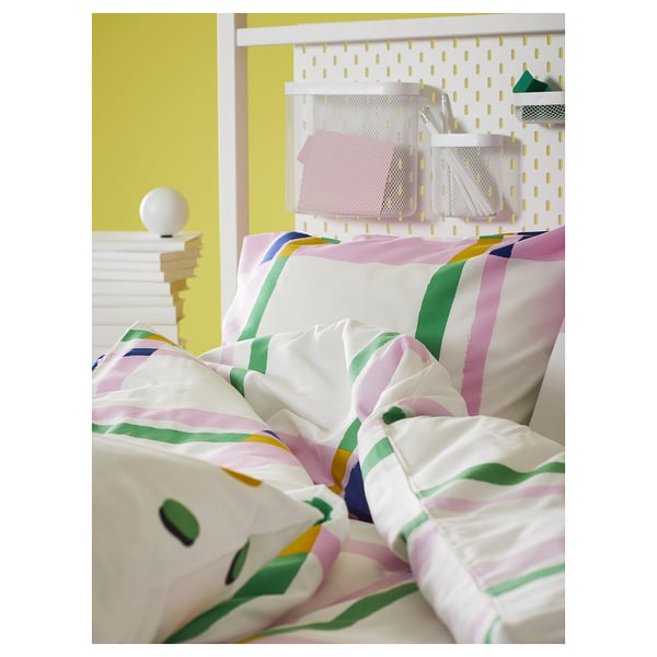 SYRABLADMAL Funda plumón con funda almohada, multicolor/a cuadros, 150x200/50x60 cm