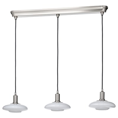 TÄLLBYN Lámpara de techo, 3 luces, niquelado/blanco vidrio, 89 cm