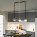 TÄLLBYN Lámpara de techo, 3 luces, niquelado/blanco vidrio, 89 cm