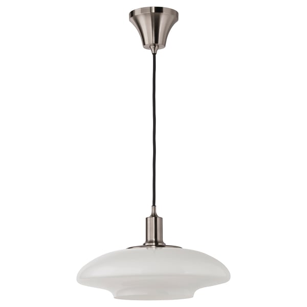 TÄLLBYN Lámpara de techo, niquelado/blanco vidrio, 40 cm