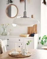 TÄLLBYN Lámpara de techo, niquelado/blanco vidrio, 40 cm