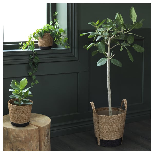 TÄRNMÅS Macetero, int/beige/negro, 24 cm