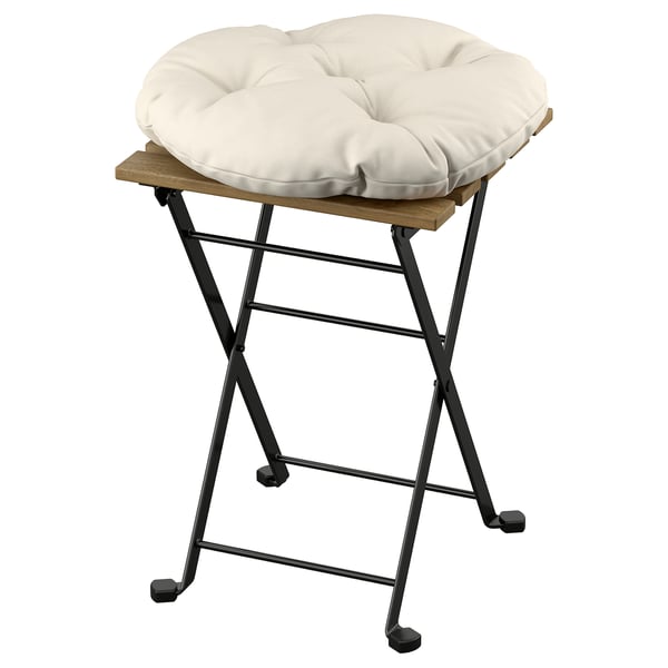 TÄRNÖ Piso/apoyapiés, plegable negro/café/Kuddarna beige grisáceo claro