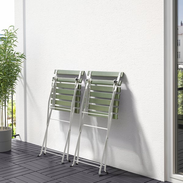 TÄRNÖ Silla para terraza, plegable blanco/verde