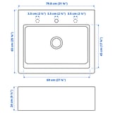 TALLSJÖN Lavaplatos simple con frente visto, gris osc/efecto piedra, 80x65 cm