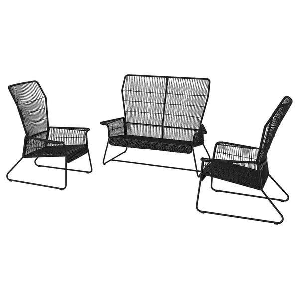 TALLSKÄR Set muebles de exterior, 4 plazas, ext/gris oscuro
