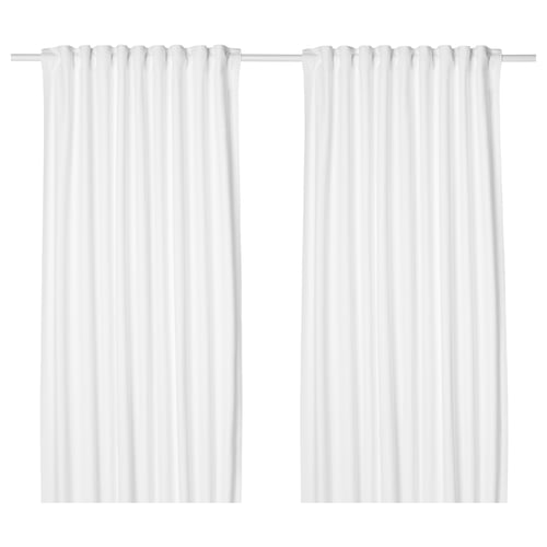 TIBAST Cortina, 1 par, blanco/con cinta de fruncir, 145x250 cm