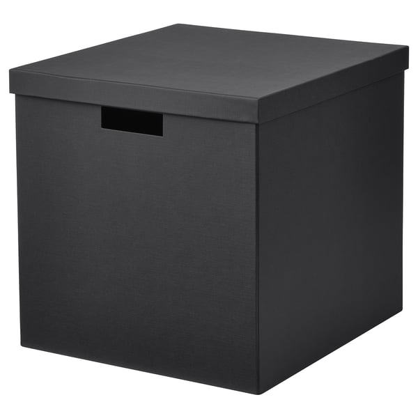 TJENA Caja con tapa, negro, 32x35x32 cm