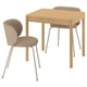 TONSTAD / KRYLBO Juego de comedor 2 sillas, chapa roble/Tonerud beige oscuro, 80/120x70 cm