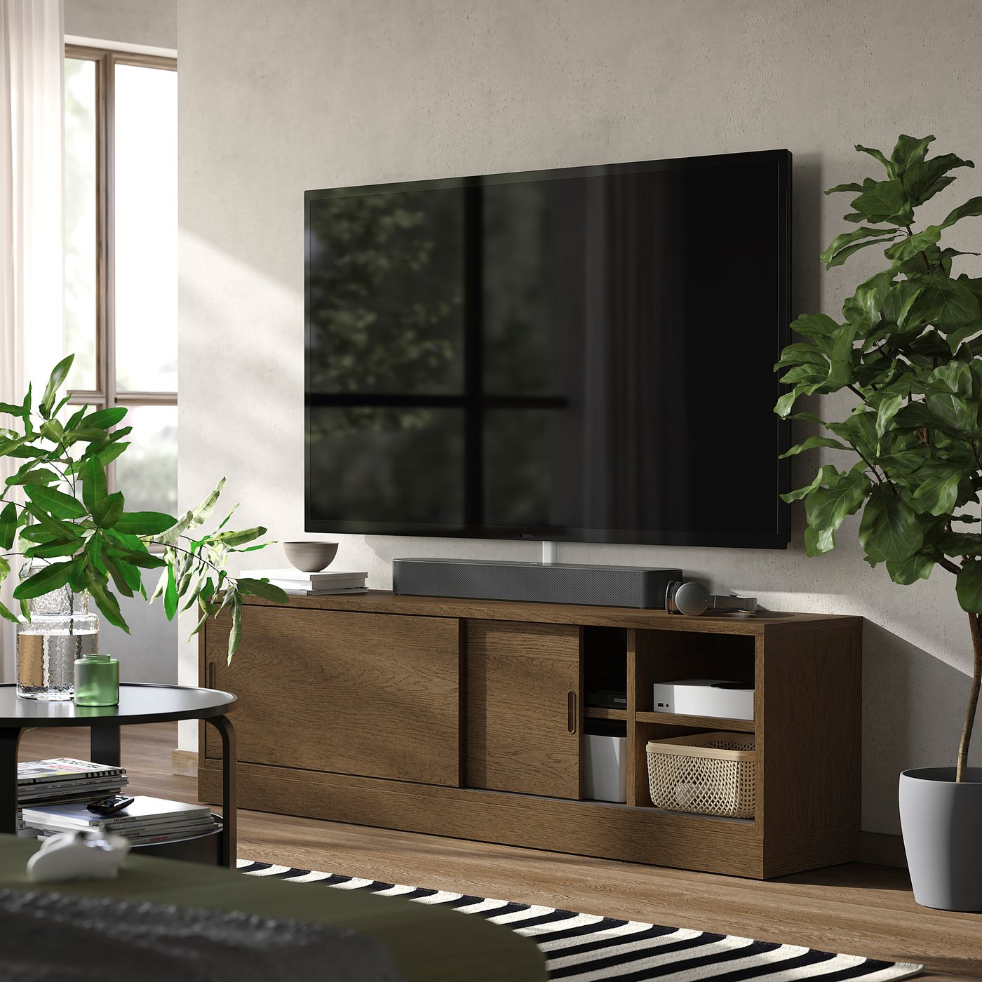 TONSTAD Rack de TV, café chapa de roble teñida, 178x37x55 cm