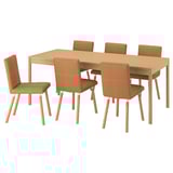 TONSTAD / TONSTAD Juego de comedor 6 sillas, chapa roble/Bomstad café dorado efecto roble, 200x85 cm