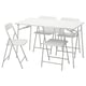 TORPARÖ Juego de terraza plegable 4 sillas, blanco/blanco/gris, 130 cm