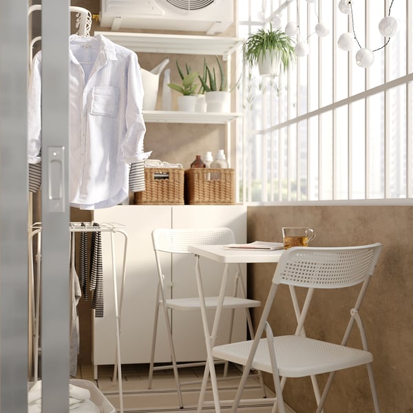 TORPARÖ Silla para terraza, plegable blanco/gris