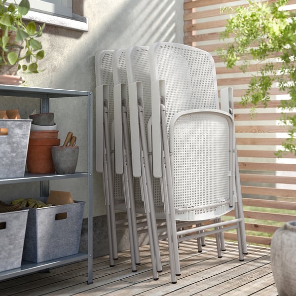 TORPARÖ Silla reclinable para terraza, blanco/gris
