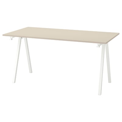 TROTTEN Escritorio, beige/blanco, 160x80 cm