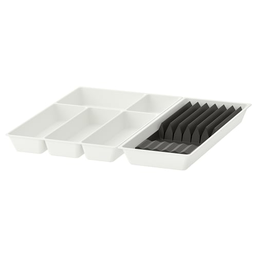 UPPDATERA Bandeja cubiertos con portacuchillo, blanco/gris oscuro, 52x50 cm