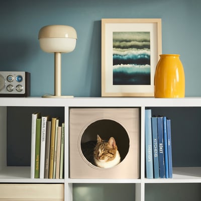 UTSÅDD Casa para gatos, beige, 33x38x33 cm
