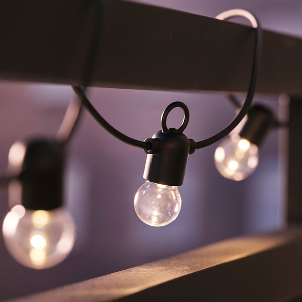 UTSUND Guirnalda luces LED 24 ampolletas, ext negro