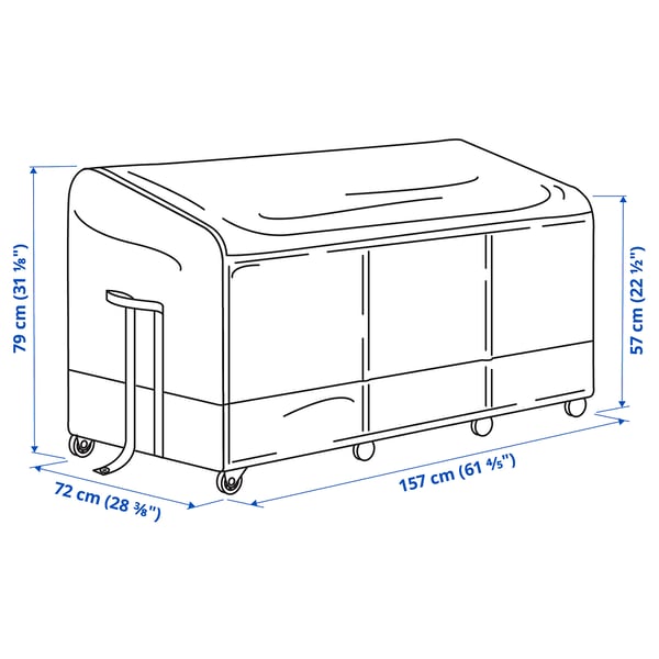 VÄTTERSÖ Caja de almacenamiento para terraza, Gris oscuro, 156x72x79 cm