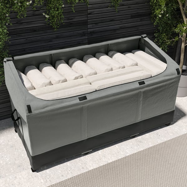 VÄTTERSÖ Caja de almacenamiento para terraza, Gris oscuro, 156x72x79 cm