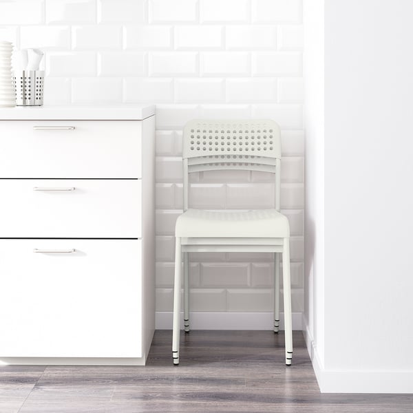 VANGSTA / ADDE Juego de comedor 6 sillas, blanco/blanco, 120/180 cm
