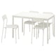 VANGSTA / ADDE Juego de comedor con 4 sillas, blanco/blanco, 120/180 cm