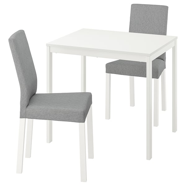 VANGSTA / KÄTTIL Juego de comedor 2 sillas, blanco/Knisa gris claro, 80/120 cm