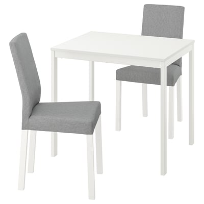 VANGSTA / KÄTTIL Juego de comedor 2 sillas, blanco/Knisa gris claro, 80/120 cm