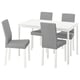 VANGSTA / KÄTTIL Juego de comedor con 4 sillas, blanco/Knisa gris claro, 120/180 cm