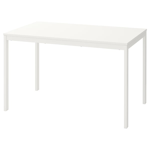 VANGSTA Mesa extensible, blanco, 120/180x75 cm
