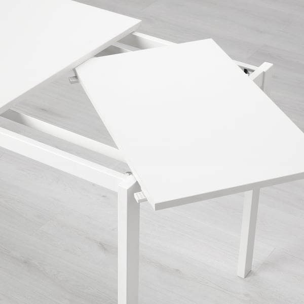 VANGSTA Mesa extensible, blanco, 80/120x70 cm