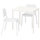 VANGSTA / TEODORES Juego de comedor 2 sillas, blanco/blanco, 80/120 cm
