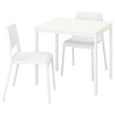 VANGSTA / TEODORES Juego de comedor 2 sillas, blanco/blanco, 80/120 cm