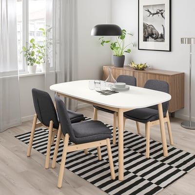 VEDBO Mesa de comedor, blanco, 160x95 cm