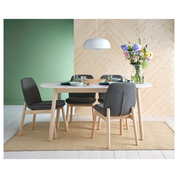 VEDBO / VEDBO Juego de comedor con 4 sillas, blanco/abedul, 160x95 cm
