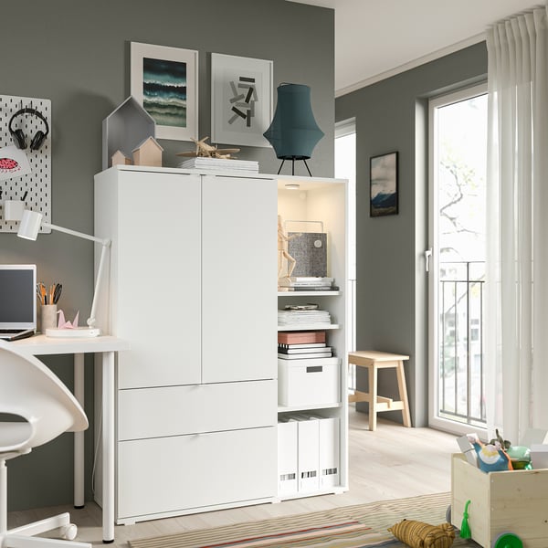 VIHALS Mueble de almacenaje, blanco, 105x37x140 cm
