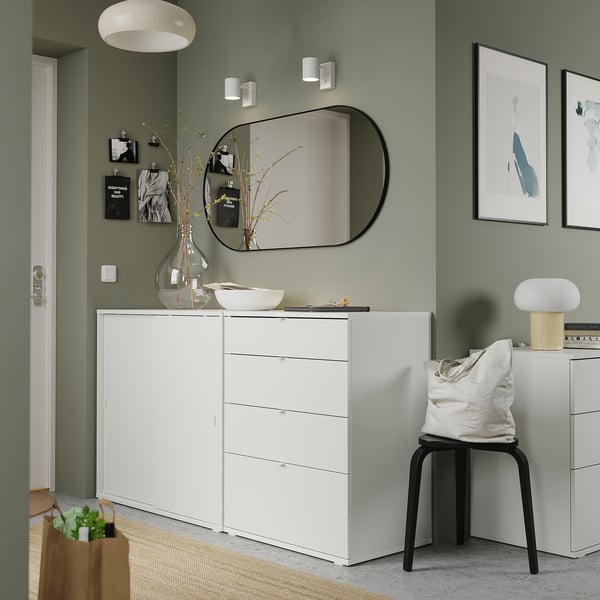 VIHALS Mueble de almacenamiento, blanco, 165x47x90 cm