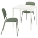 VIHALS / VIHALS Juego de comedor 2 sillas, blanco blanco/verde, 74x74 cm