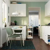 VIHALS / VIHALS Juego de comedor 2 sillas, blanco blanco/verde, 74x74 cm