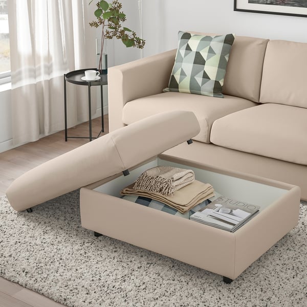 VIMLE Apoyapiés con almacenaje, Hallarp beige