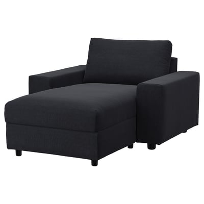 VIMLE Funda para chaiselongue, con apoyabrazos anchos/Saxemara petróleo