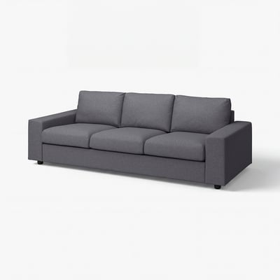 VIMLE Sofá 3 cuerpos, con apoyabrazos anchos/Gunnared gris