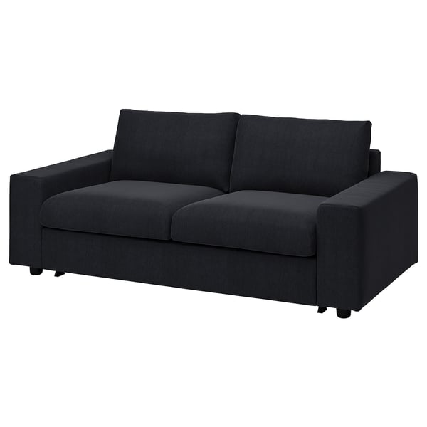 VIMLE Sofá cama 2 cuerpos, con apoyabrazos anchos/Saxemara petróleo