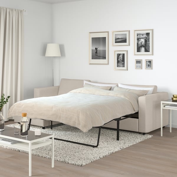 VIMLE Sofá cama 3+chaiselongue, con apoyabrazos anchos/Gunnared beige